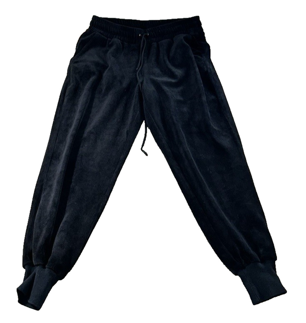 Harlowe & Graham Black Velour Joggers Sz M Sweatpants Pockets Fashion Pants